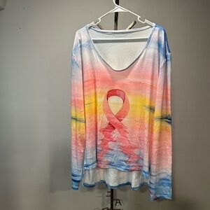 NWOT Women's Multicolor Long Sleeve Breast Cancer Awareness Top